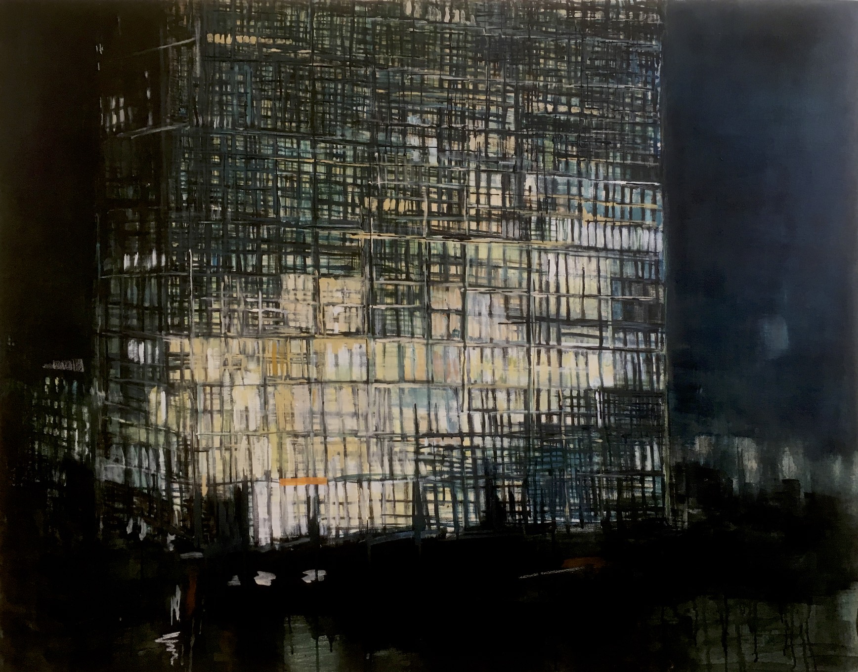Zuidas/nacht 2 | acryl op doek | 120 x 150 cm | Particuliere collectie